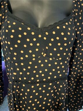 American Eagle Outfitters Black Dress with Tan Polka Dots